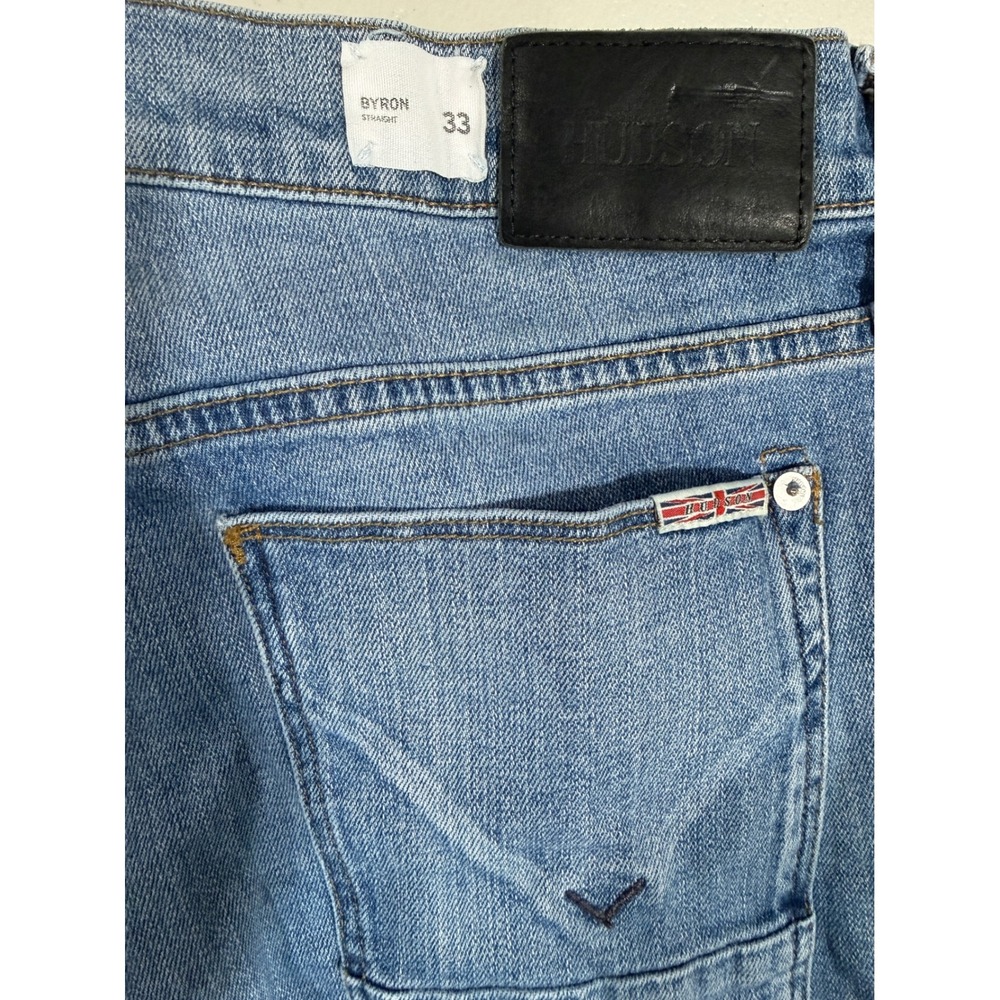Hudson Byron Straight Leg Jeans Mens 33 Medium Wash Blue Denim Pants 32 Inseam - Picture 4 of 5